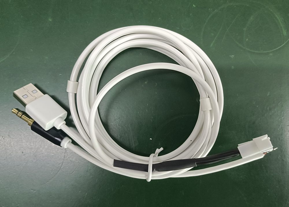 USB/三級音頻頭二合一雙拼線，音樂枕線材生產