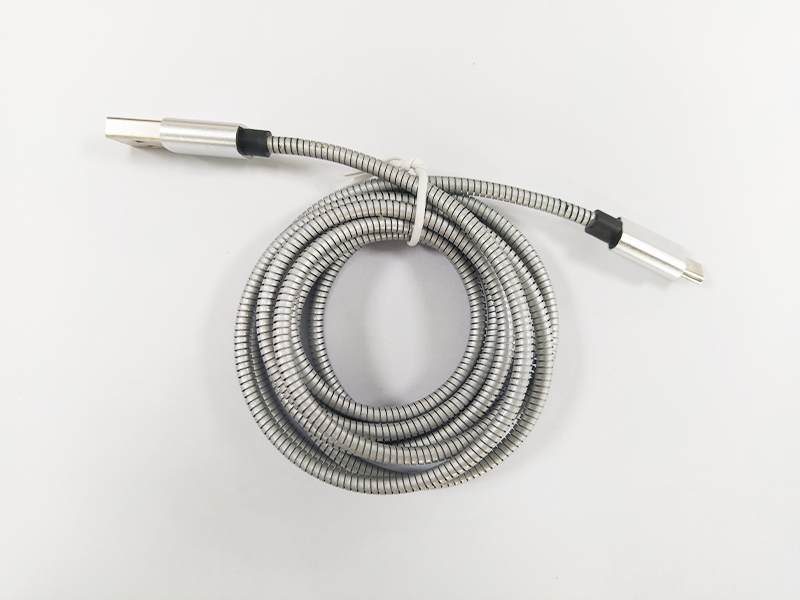 27-金屬軟管microUSB數據線銀色