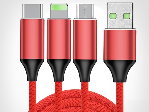 布藝編織一拖三數據線